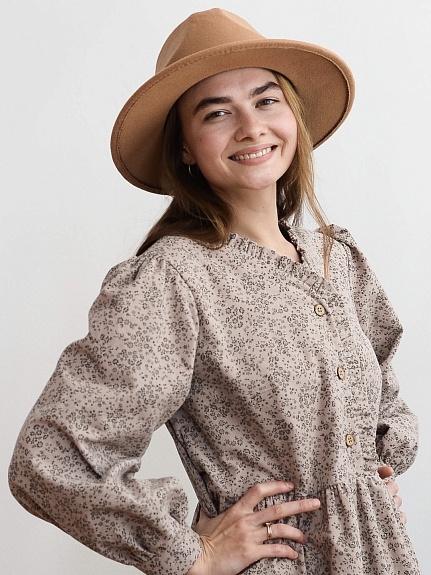 Платье из Теплого хлопка "Надия" цв.бежевый с розовым оттенком