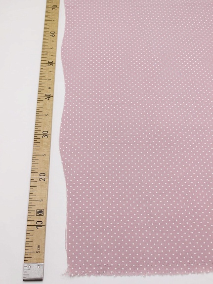 Теплый хлопок "Белый горох (2мм) на розовой дымке", ш.1.49м, хлопок-100%, 140гр/м.кв