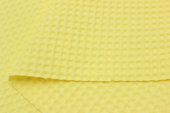Вафельное премиум-полотно "Italy" цв.Нежно-желтый , ш.1.43м,  хлопок-100%, 240гр/м.кв