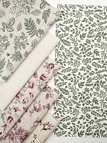 Набор тканей для рукоделия "Полулен: Луговой вихрь", 45*30 см, 6 шт