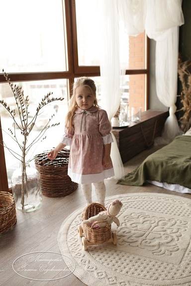 Детское платье из теплого хлопка "Одуванчиковый ветер"