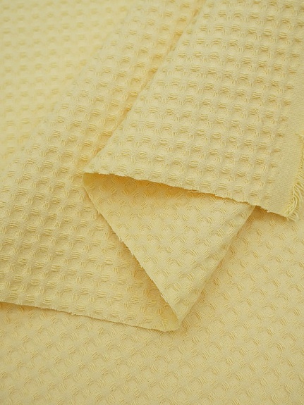 Вафельное премиум-полотно "Italy" цв.Соломенно-желтый, ш.1.5м, хлопок-100%, 245гр/м.кв