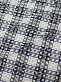 Пестрядь "Клетка" цв.бежевый с зеленым/белый/чернильный, ш.1.5м, хлопок-100%, 140гр/м.кв