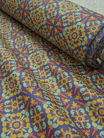 Сатин "Восточная палитра" цв.васильково-фиолетовый, СОРТ2, ш.1.6м, хлопок-100%, 105гр/м.кв