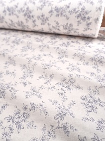 Муслин Премиум двухслойный гладкий "Эскиз тишины - синие цветы", ш.2.5м, хлопок-100%, 120гр/м.кв