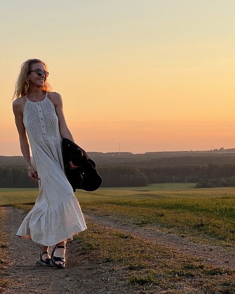 Льняной сарафан с буфами по видео-урокам Ларисы Паюсовой 