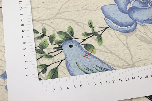 Полулен "Птичка певчая" (на суровом), ш.1.5м, лен-30%, хлопок-70%, 140г/м.кв