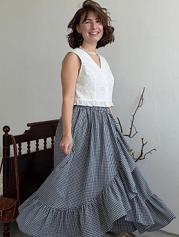 Юбка из вареного хлопка в черном цвете