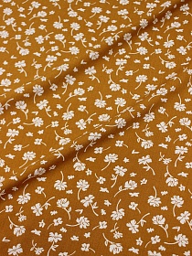 Штапель "Август - цветы на золотисто-медном", ш.1.44м, вискоза-100%, 100гр/м.кв
