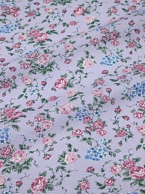 Ситец "Цветущие розочки" цв.сиренево-голубой, ш.0.8м, хлопок-100%, 85гр/м.кв