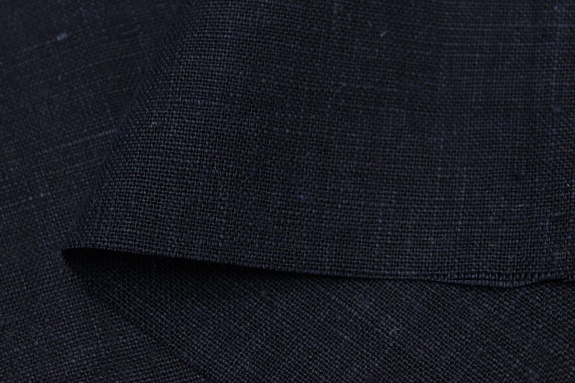 Лен гладкокрашенный цв.Чернильный, ш.1.5м, лен-100%, 200гр/м.кв