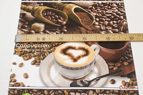 Вафельное полотно (холст) "Кофейное ассорти", ш.0.5м, хлопок-100%, 165гр/м.кв, раппорт 63.5см