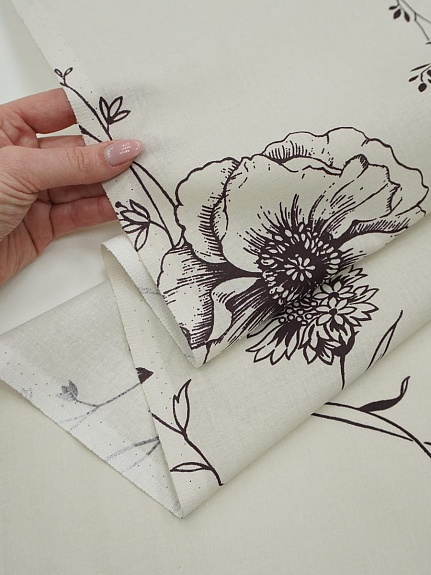 Поплин "Цветалина" цв.св.бежево-серый, (комп), ш.2.2м, хлопок-100%, 110гр/м.кв