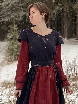 Платье из Пестряди "Чернильная клетка"