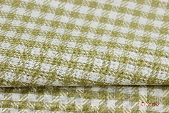 Полулен пестротканый "Оливковая/белая клетка", ш.1,51м, лен-52%, хл-48%, 170 гр/м.кв