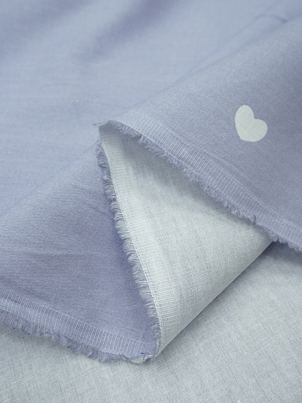 Сатин "Белые сердечки на сиренево-голубой дымке", ш.2.35м, хлопок-100%, 120гр/м.кв