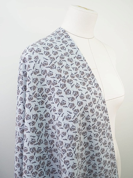 Теплый хлопок "Душистые соцветия" цв.св.серо-голубая дымка, СОРТ2, ш.1.5м, хлопок-100%, 160гр/м.кв