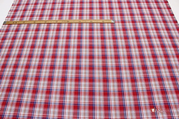 Ткань блузочно-сорочечная "Красно-синяя клетка", ш.1.5м, хлопок-100%, 100гр/м.кв