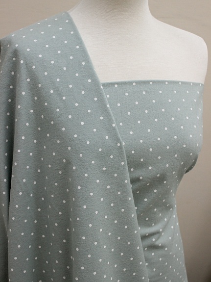 Теплый хлопок "Редкий (4мм) горох" цв.св.голубой мох, ш.1.49м, хлопок-100%, 160гр/м.кв