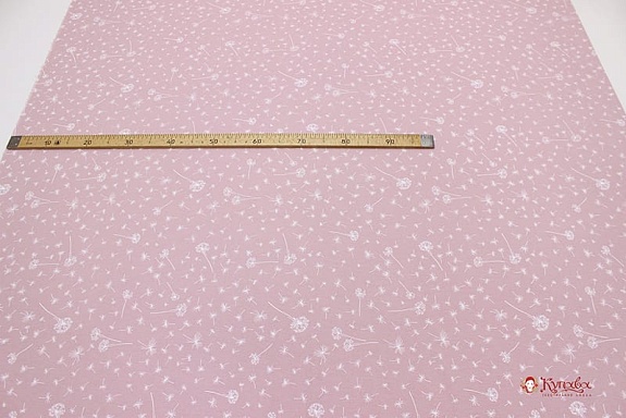 Мерный лоскут - Теплый хлопок "Одуванчиковый ветер на розовой дымке", ш.1.50м, хлопок-100%
