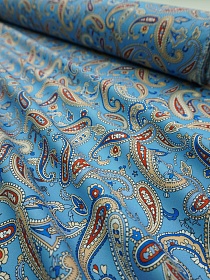 Импорт. хлопок "Танец пейсли" цв.темно-голубой, ш.1.45м, хлопок-100%, 100гр/м.кв