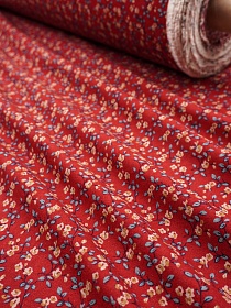 Теплый хлопок "Мелкие цветочки с веточками на красно-терракотовом", СОРТ2, ш.1.4м, хлопок-100%, 150гр/м.кв