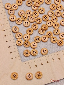 Пуговица светло-коричневое дерево,12мм, 4 отверстия#003161