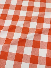 Вареный (стираный) хлопок "Клетка (3.0*3.5см)" цв.оранжевый терракот, ш.2.5м, хл-100%