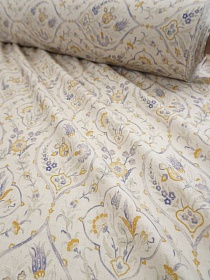 Хлопколен "Цветочная вязь", ш.2.5м, хлопок-95%, лен-5%, 110гр/м.кв