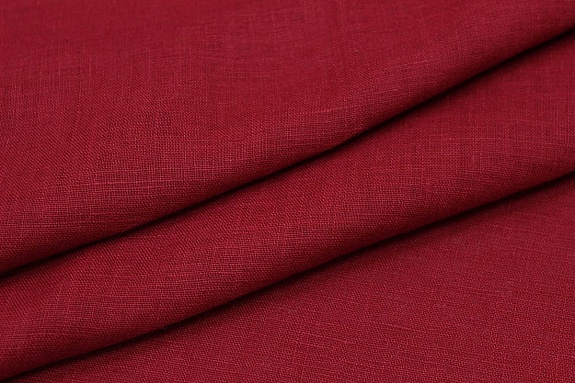 Лен костюмный с эффектом мятости цв.Темный красно-бордовый, ш.1.45м, лен-100%, 190гр/м.кв