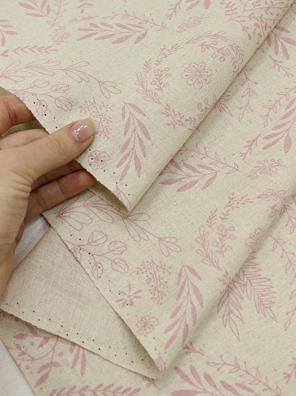 Полулен "Полевой венок" (на суровом), ш.1.5м, лен-30%, хлопок-70%, 147гр/м.кв