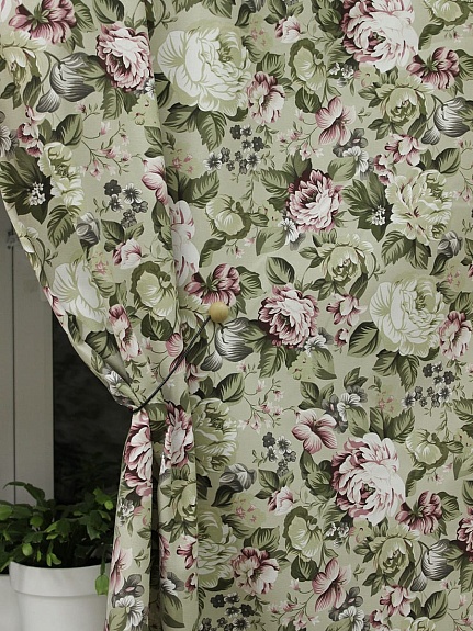 Ткань интерьерная "Таинственное очарование" цв.св.оливково-серый-2, ш.1.48м, хл-80%, п/э-20%