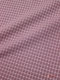 Мерный лоскут Пестрядь "Средняя клетка на винтажном бруснично-лиловом", ш.1.4м, хлопок-95%, п/э-5%, 140гр/м.кв