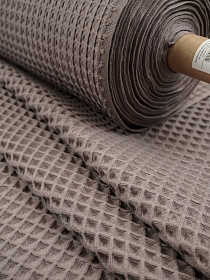 Вафельное премиум-полотно "Бохо" цв.кофейно-лиловый, ш.1.5м, хлопок-100%, 240гр/м.кв