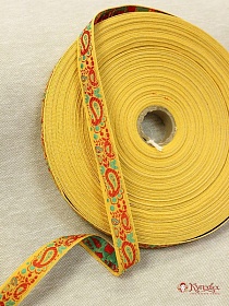 Жак.лента 18мм Пейсли, цв.красный на желтом