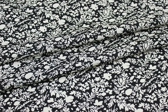 Штапель "Аделис" цв.черный, ш1.45м, вискоза-100%, 95гр/м.кв