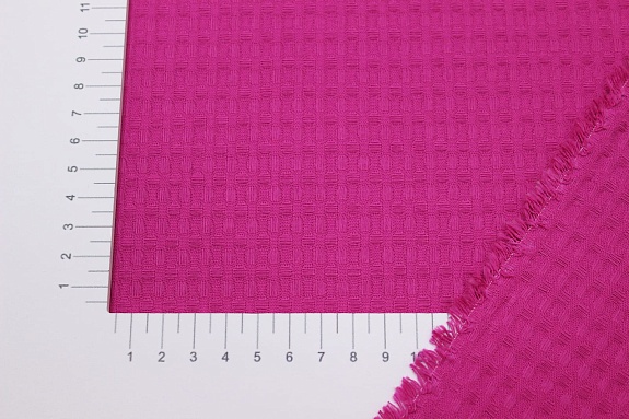 Вафельное полотно "Крупная клетка" цв.яркая фуксия, ш.1.5м, хлопок-100%, 200гр/м.кв
