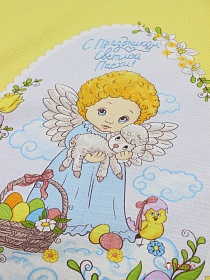 Вафельное полотно "Волшебная Пасха" цв.желтый, ш.1.5м, хлопок-100%, 165гр/м.кв, раппорт 63см