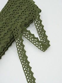 Кружево цв.темный хаки, ш.16мм, хлопок-90%, п/э-10%, 10м, рис.078/32