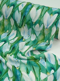 Мерный лоскут (ткань в отрезах)  Штапель Премиум (Digital) "Акварельные крокусы", ш.1.45м, вискоза-100%, 120гр/м.кв