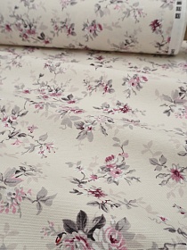 Ткань Дак "Примавера - средние сиреневые цветы", ш.1.8м, хлопок-65%, п/э-35%, 205гр/м.кв