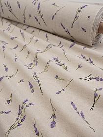 Полулен "Любовь к провансу - веточка" (на суровом), (комп), ш.1.5м, лен-30%, хлопок-70%, 135гр/м.кв