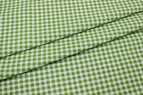 Рогожка "Мелкая клетка виши" цв.весенняя зелень, ш.1.5м, хлопок-100%, 170гр/м.кв