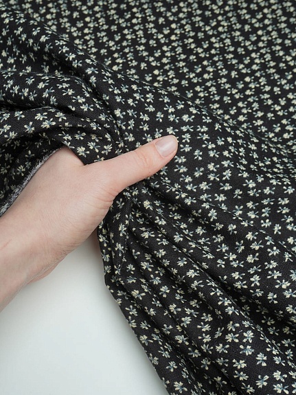 Теплый хлопок "Воздушные лютики" цв.черный, ш.1.45м, хлопок-100%, 150гр/м.кв