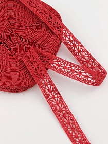 Кружево цв.красный с малиновым оттенком, ш.15мм, хлопок-90%; п/э-10%, 10м, рис.099/16