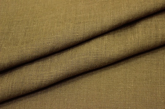 Лен костюмный с эффектом мятости цв.Коричневый песок с оливковым оттенком, ш.1.45м, лен-100%