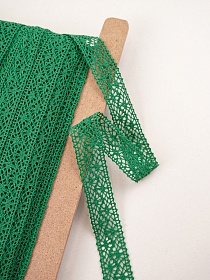 Кружево цв.изумрудно-зеленый, ш.27мм, хлопок-90%, п/э-10%, рис.101/31