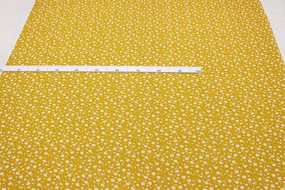 Штапель "Август - цветы на горчичном", ш.1.44м, вискоза-100%, 100гр/м.кв