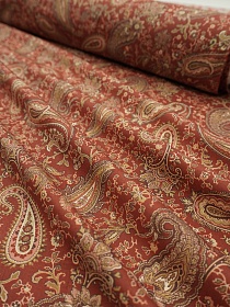 Импорт. хлопок "Узоры волшебства" цв.темно-терракотовый, ш.1.5м, хлопок-100%, 100гр/м.кв