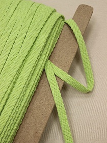 Шнур плоский рыхлый цв.Светло-салатовый, ш.10мм, хлопок-90%, п/э-10%